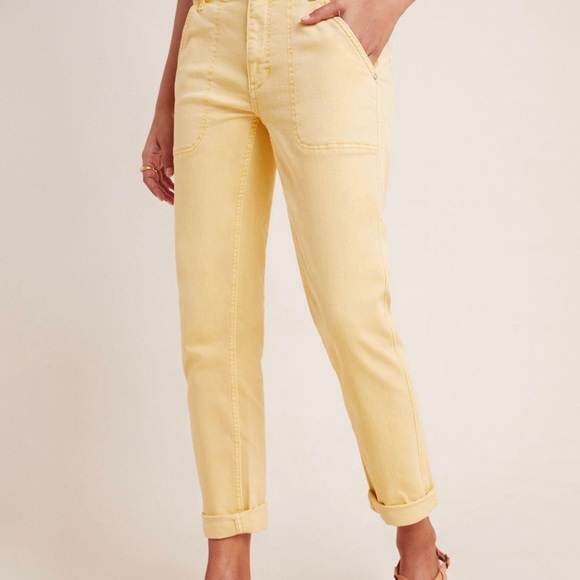 ANTHROPOLOGIE SLIM BOYFRIEND YELLOW JEANS NWOT - Picture 1 of 3